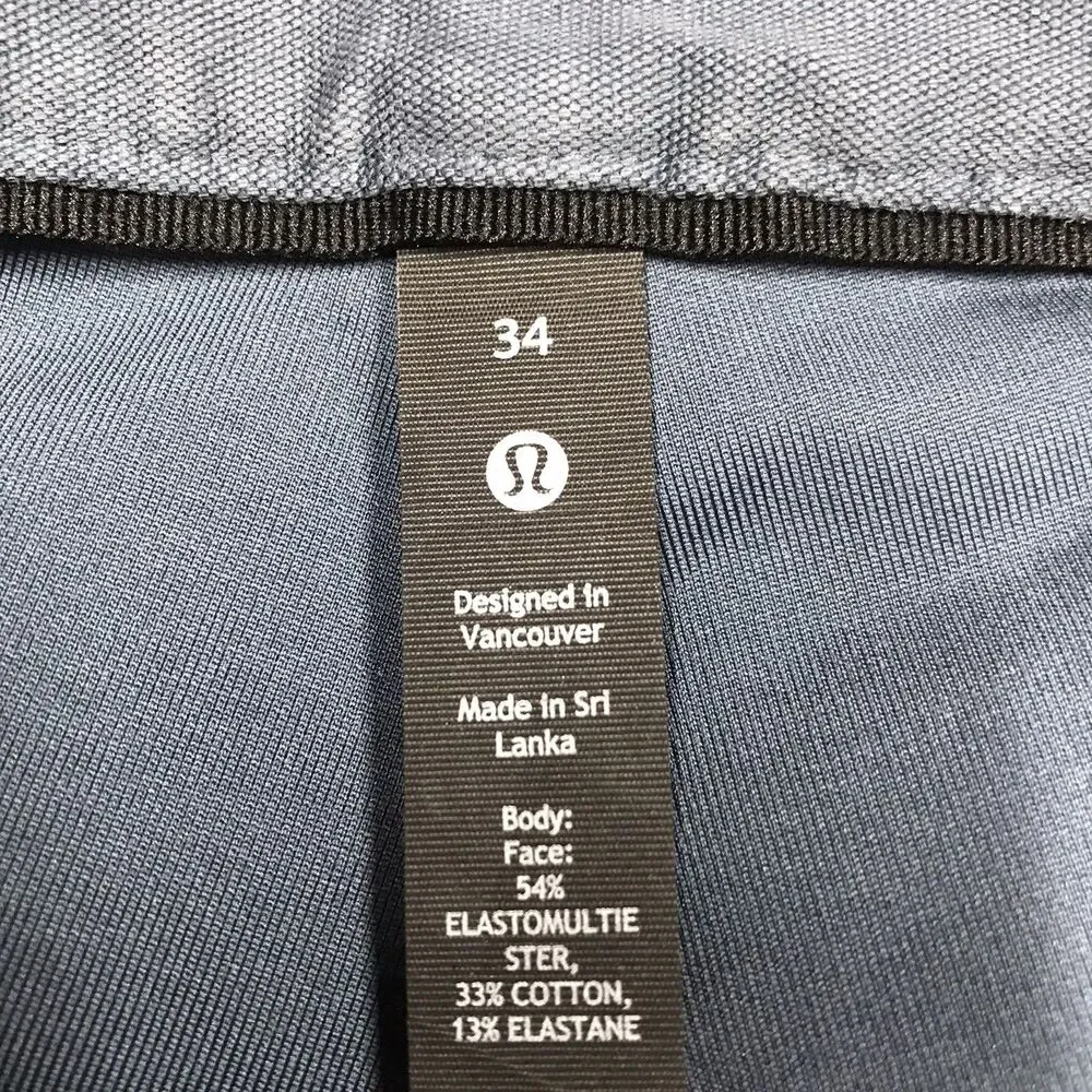 LULULEMON ABC Pant Men 34x33 Blue Slim Fit Utilitech Abrasion Chino LM5ABOS